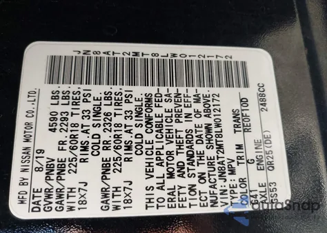 2020 Nissan Rogue Sv Fwd из США, поврежденный, VIN JN8AT2MT8LW012172